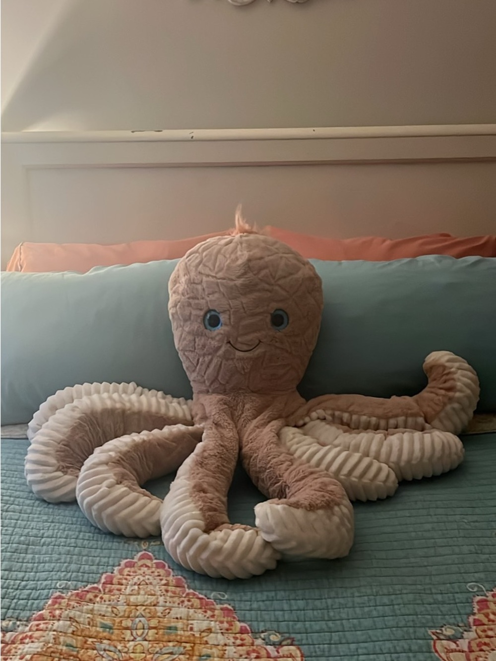 Plush Octopus Decorative Pillow - Blush Pink
